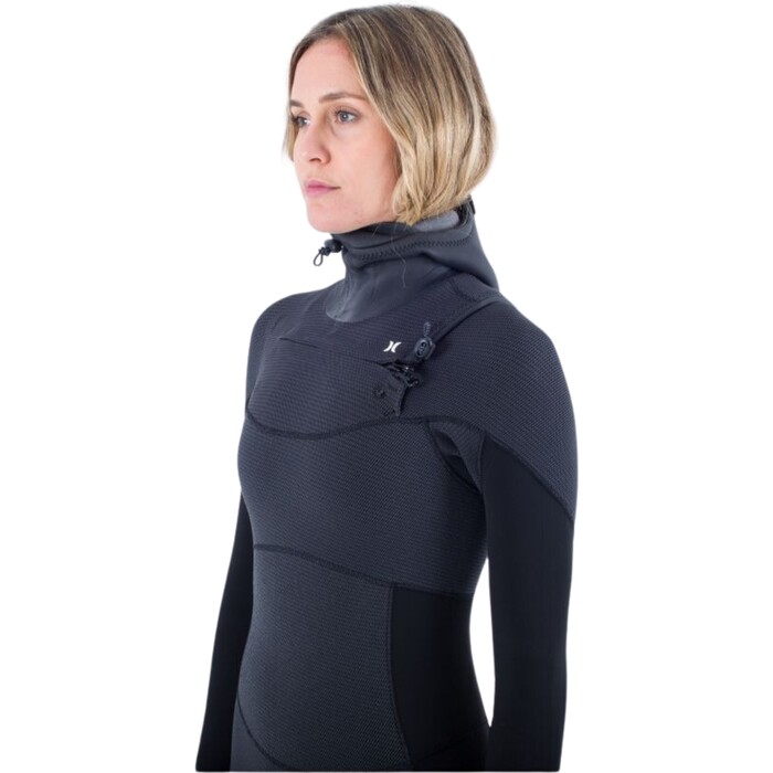 2024 Hurley Mujer Plus 5/3mm Con Capucha Chest Zip Neopreno WFS0012544 - Black / Graphite